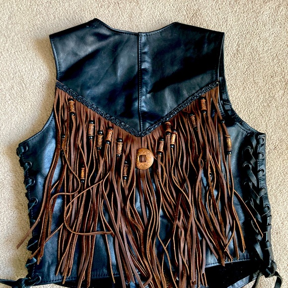 Form fitting custom designed fringed biker vest - Picture 1 of 2